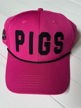 NEW PIGS Brand OG Bubblegum Pink Black Snapback Curved Bill Hat Adjustable